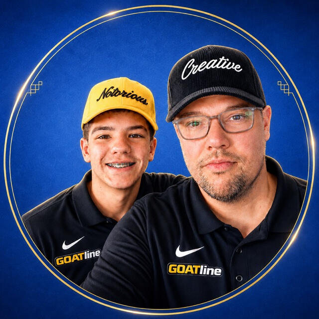 Andrew and Dan, the father-and-son team behind GOATline Collectibles.
